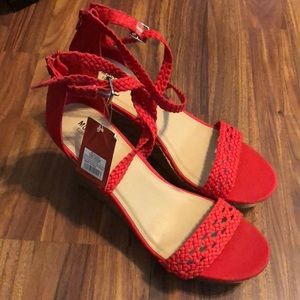 Mossimo Brand cork wedge zip and lace sandals